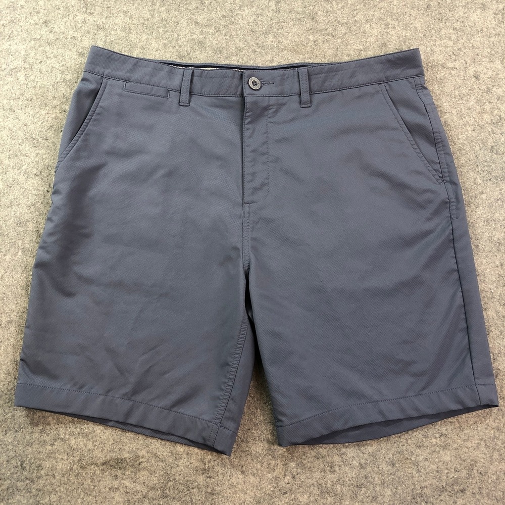 johnnie-O Mens Golf Shorts 35 Blue Performance Textured Stretch Flat Front